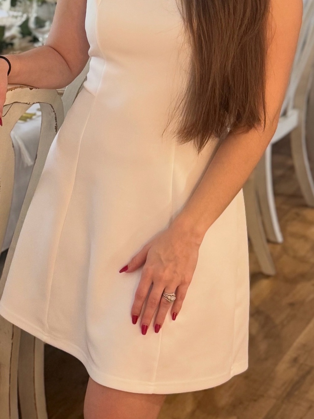 SHEIN White Pearl-Trim A-Line Mini Dress - Picture 4 of 5